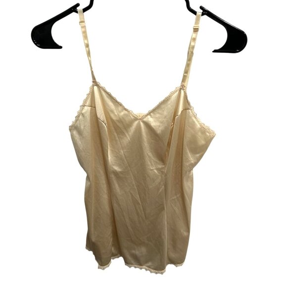 Vintage Vanity Fair Beige Nylon Camisole Top Adjustable Straps Lace Trim Size 34 - Picture 1 of 9